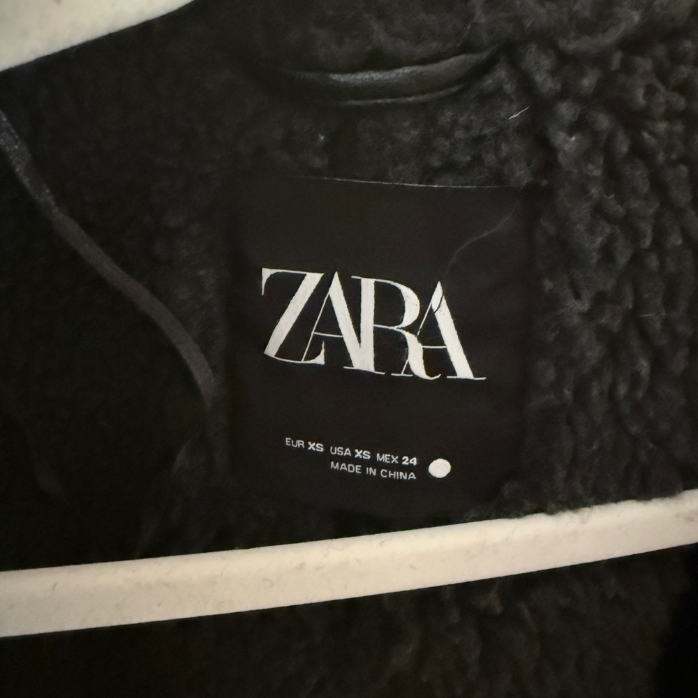 Zara Green & Black Shearling Jacket - Picture 3 of 3